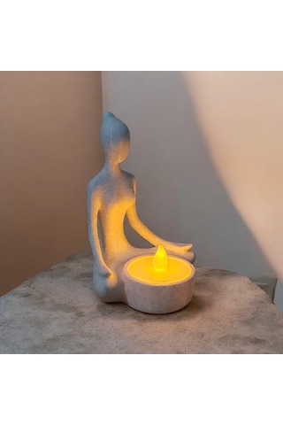 Meditasyon Kadın Figürü Mumluk 3d Baskı Dekoratif Led Mumluk