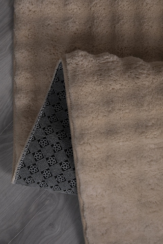 Bubble Yuvarlak Açık Bej Uzun Tüylü Yumuşak Peluş Kaymaz Yıkanabilir Salon Oturma Odası Balkon Halı