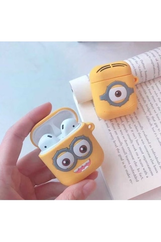 Apple Uyumlu iPhone 1/2. Nesil Koruyucu Bluetooth Kulaklık Kılıfı Figürlü Minions Airpods 1/2. Nesil