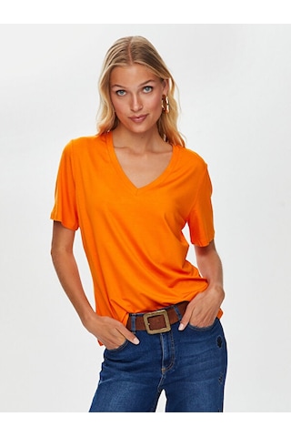 V Yaka Kısa Kol T-shirt S25tsh001 Bs25tsh00161 Orange