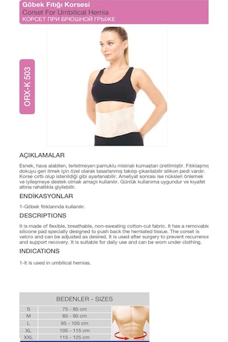 Göbek Fıtığı Korsesi Karın Ve Göbek Bölgesi Medikal Korse Orx -k503 S