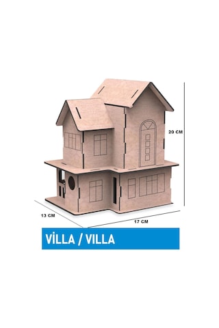 Villa Modeli Ahşap Maket Boyama Seti