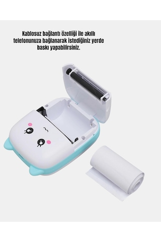Mini Termal Yazıcı Kablosuz Taşınabilir Bluetooth Bağlantılı 200 Dpı Çok Renkli