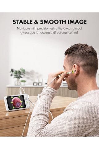 Anykit Dijital Otoskop, Jiroskop, 4 Inc Ips Ekran, Hd Kulak Kamerası - 3.9mm