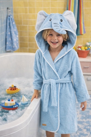 Ely Parker Sku:smgstk320109dadb Çocuk Bornozu Kapşonlu-hayvan Figürlü-bebek Bornoz-erkek-fil-mavi 7-8 Yaş Sku: Smgstk320109dadb