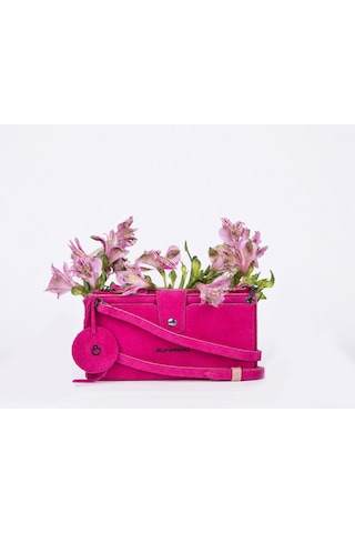 Bloominbag Bloom Still Lozan Hakiki Süet Çapraz Askılı Telefon Bölmeli Cüzdan Çanta Fuşya