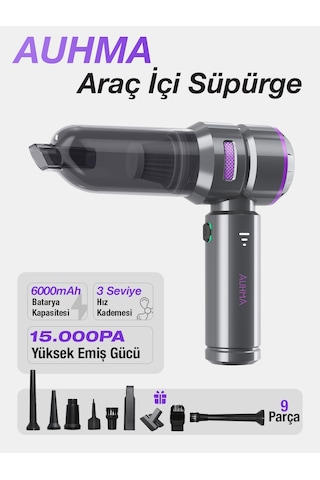 Auhma Ahv-01 Kablosuz Hava Üfleyici 15000pa Vakum Gücü 3 Kademeli Hız Araç Süpürgesi