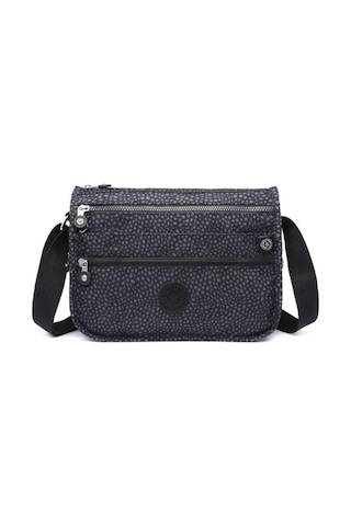 Smart Bags Çok Cepli Günlük Orta Boy Su Geçirmez Krınkıl Kumaş Kadın Omuz Çantası Puantiye Siyah