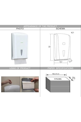 Omnipazar Vialli K21 Z Katlı Kağıt Havlu Dispenseri 400'lü Beyaz
