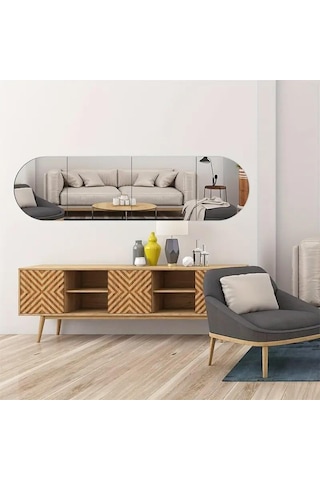 Oval Kenar Pleksi Kare Ayna 30x120cm - Silver Diğer