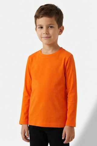 Breeze Erkek Çocuk Uzun Kollu Tişört Basic 4-8 Yaş, Turuncu Turuncu