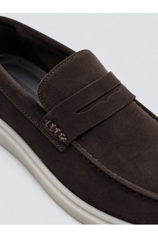 Antioch Kalın Tabanlı %100 Süet Loafer Kahve