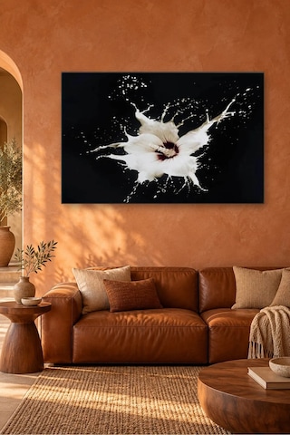 Fida Siyah Fonda Beyaz Sıçrama Canvas Tablo