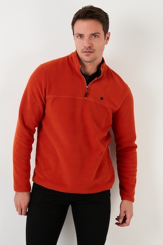 Buratti Slim Fit Anti-Pilling Tüylenme Yapmayan Bato Yaka Kışlık Şardonlu Erkek Polar 5906001 Orange