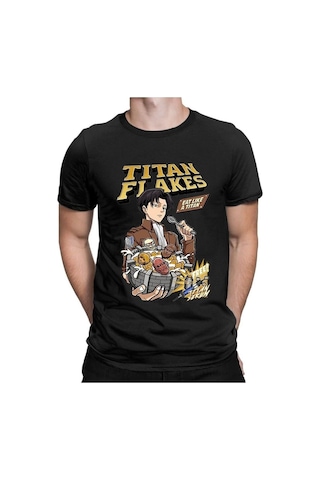 Noıssey Kırmızı Etiket Gala Titan Anime T-shirt Erkekler Model768 17119 Siyah