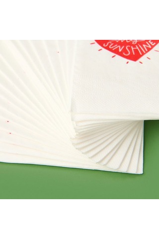 Evidea Kitchen 20'li Sushine Kalp Desen Peçete - Kırmızı / Beyaz - 16x8 Cm