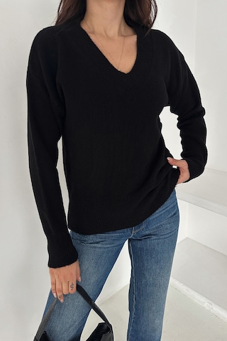 Noa & Noa Kadın V Yaka Triko Kazak Cozy Neutral Siyah