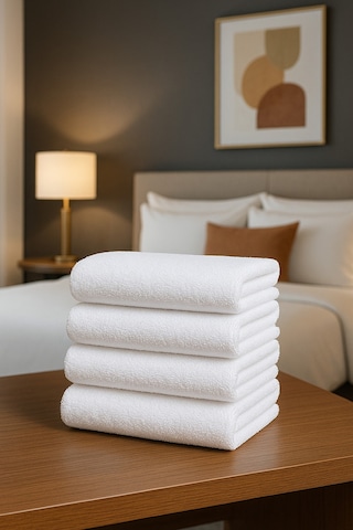 4 Adet Beyaz 50x85 Cm 200 Gram Bukle - Armür Otel El-yüz Havlusu Beyaz