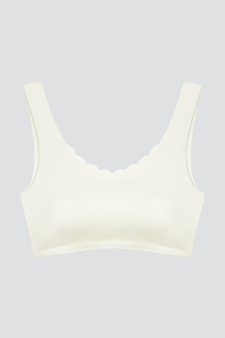 Krem Dikişsiz Lazer Kesim Sütyen Pedli Kadın Hayalet Sütyen Dalga Detaylı Krem