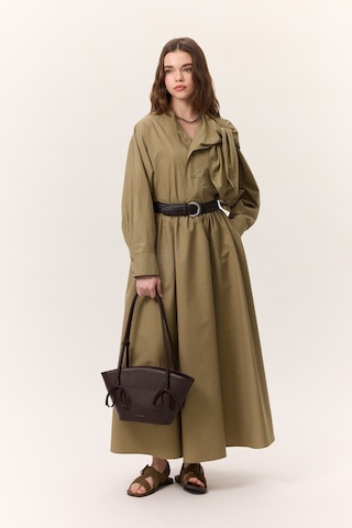 Bağlamalı Detaylı Tasarım Gömlek Haki Haki