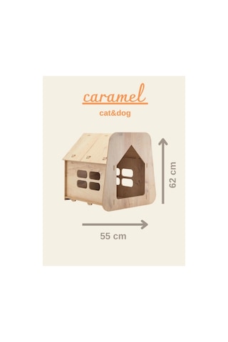 Caramel 30 50 Kedi Köpek Evi Yıkanabilir Kumaş Minderi Ile Beraber