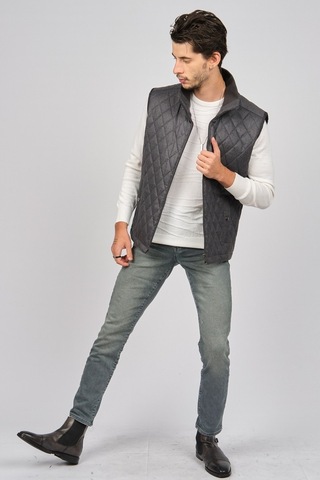 Daynax Erkek Cep Detaylı Baklava Desenli Yelek 492700 Füme Füme