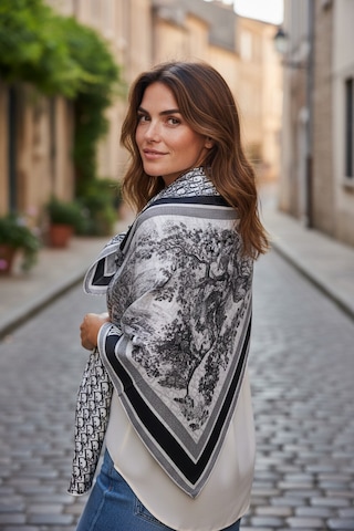 Miorel Scarfs Safari Tema Çift Taraflı Vual İpek Eşarp Silk Scarf Hijab Aksesuar Fular Cd Desen Siyah