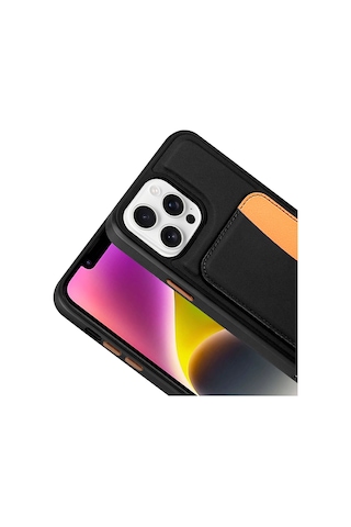 Thegencoo Apple Uyumlu iPhone 16 Pro Max Kılıf Kartlıklı Zore X-kart Silikon Kapak - Kahverengi
