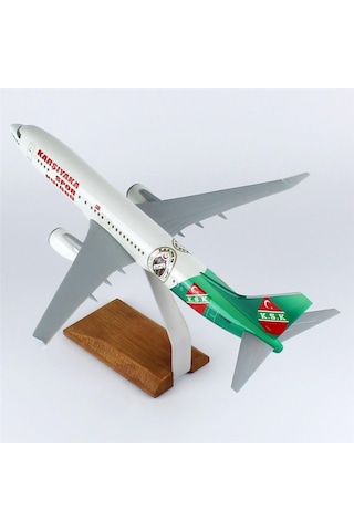 Thy038 1/100 Ölçek, Thy Karşıyaka Spor Logolu B737-800 Yolcu Uçağı, Sergilemeye Hazır Ahşap Standlı Model-56288