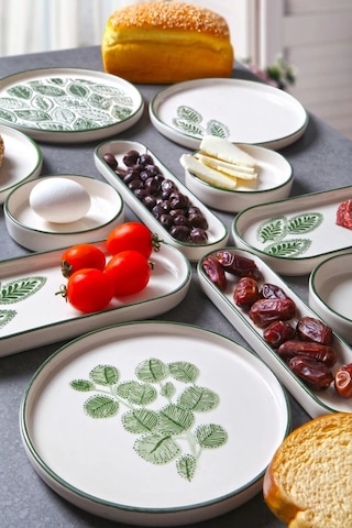 14 Parça 6 Kişilik Handmade Yaz Desen Kahvaltı Takımı - Lüx Kahvaltılık Sunum Seti Krem