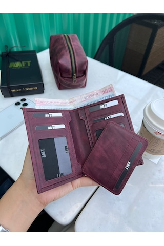 Mft Leather Hakiki Deri Erkek Cüzdan - Kartlıklı, İsim Yazılı, Kişiye Özel Gloria 1421 - Tiguan Bordo Tiguan Bordo