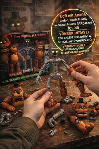 Five Nights At Freddy S Endo-1 Classic Freddy Withered Freddy Jazwares Koleksiyon Figür Seti Oyuncak Funko Pop