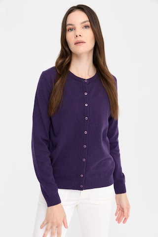 Desen Triko Kadın Sıfır Yaka Triko Yün Hırka 21031 Koyu Mor