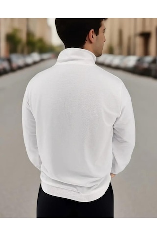 Altamira Erkek Paris Baskılı Yarım Fermuarlı Oversize Sweatshirt 001