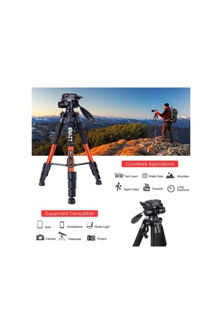 Q111 10kg Kapasiteli Çantalı Profesyonel Turuncu Tripod Canon Nikon Sony Fujifilm Olympus