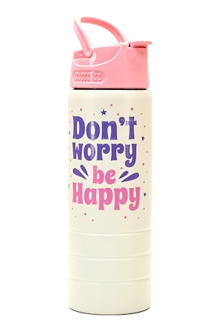 Paslanmaz 304 Çelik Matara Pipetli Motivasyon Matarası Suluğu 304 Çelik Suluk Pembe 750 Ml 1156 Pembe