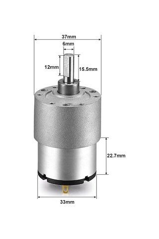 12v 35mm 319 Rpm Redüktörlü Dc Motor Jgb37-520