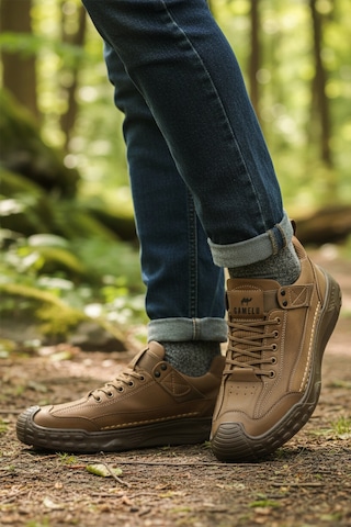 Bej Hakiki Deri Erkek Casual Yürüyüş Ayakkabısı Season M Bej