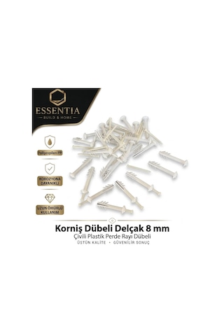 Korniş Dübeli Delçak 8 Mm 50 Li Çivili Plastik Perde Rayı Dübeli Çoklu Renk