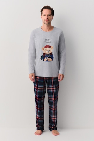 Suwen Teddy Bear Erkek Pijama Takımı Sh262366601352 Lacivert Ekose