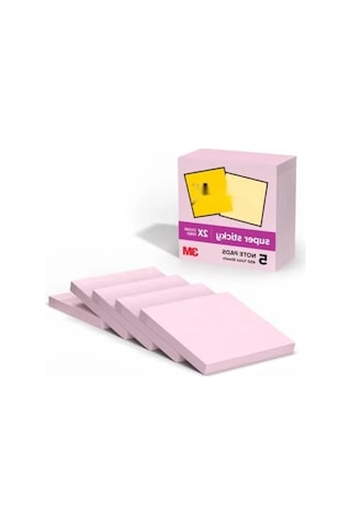 Süper Yapışkan Notlar, 5 Blok, 7.6 X 7.6 Cm, Pembe