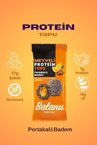 Meyveli Portakallı & Bademli Protein Topları 55gr X3 Adet