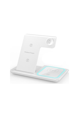 Reedark Üçlü Katlanabilir Kablosuz Şarj Aleti - Telefon, Saat Ve Kulaklık İçin 15w Hızlı Şarj,  Uyumlu, Tutucu Fonksiyonu, Beyaz