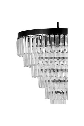 Linsa 55 Cm'lik Kristal Cam Taşlı Lüks Avize - Mat Siyah Siyah