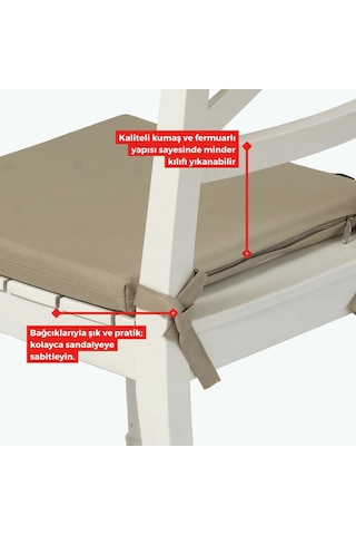 Xpermate 6'lı Sandalye Minderi Su İtici Kumaş 40 x 40 CM Bej