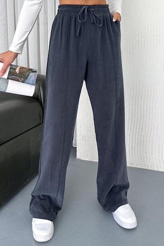 Feela Moda 2007 Bağcıklı Beli Lastikli Modal Çımalı Palazzo Kadın Pantolon Antrasit