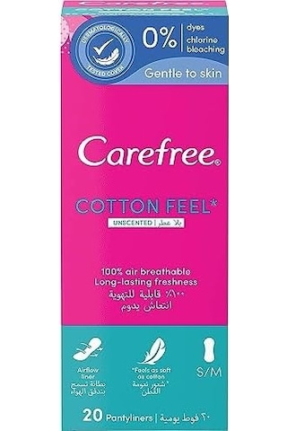 Carefree, Günlük Ped, Pamuklu, Parfümsüz, 20&apos Li