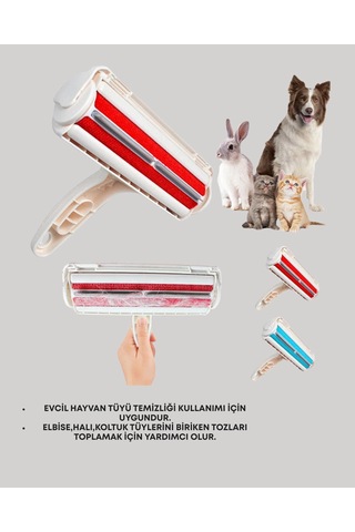 Evcil Hayvan Tüy Toplayıcı Hazneli Pratik Temizlik Aparatı Çok Renkli