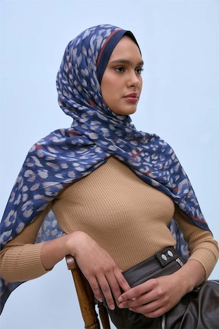 Silk Home Eco Viscose Leopar Desen Şal 6001 Lacivert-indigo