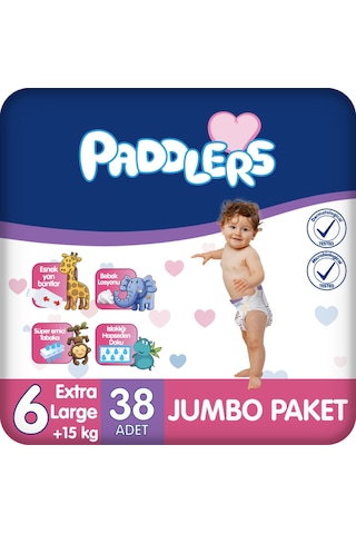 Bebek Bezi 6 Numara X-Large (15+ Kg) 38 Adet – Jumbo Paket, Yüksek Emicilik